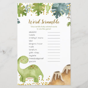 Dinosaur Baby Dusche Word Scramble Game