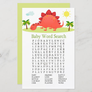 Dinosaur Baby Dusche Word Search Game