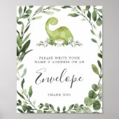 Dinosaur Baby Duwer Address Envelope Zeichen Poster (Vorne)
