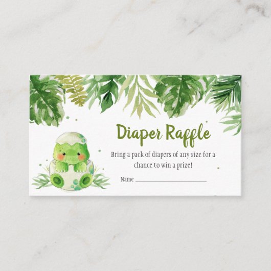 Dinosaur Baby Duwer Diaper Raffle Begleitkarte (Vorderseite)