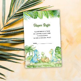 Dinosaur Baby Duwer Diaper Raffle Begleitkarte