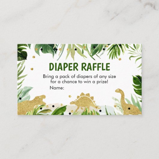 Dinosaur Baby Duwer Diaper Raffle Visitenkarte (Vorderseite)