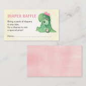 Dinosaur Baby Girl Duwer Diaper Raffle Ticket Begleitkarte (Vorne/Hinten)