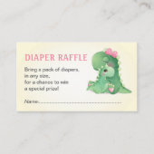 Dinosaur Baby Girl Duwer Diaper Raffle Ticket Begleitkarte (Vorderseite)