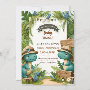 Dinosaur Baby Jungen Shower Editierbare Karte für 