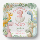 Dinosaur-Baby-Party Mädchen Rosa Dino Pappteller (Vorderseite)