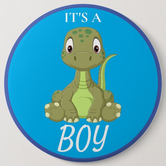 Dinosaur Baby Shower Blue Boy Button (Vorderseite)