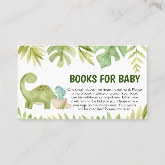Dinosaur Baby Shower Books for Baby Visitenkarte (Vorderseite)