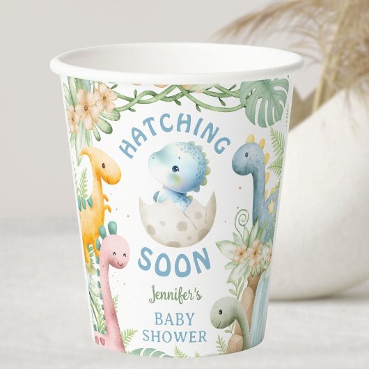 Dinosaur Baby Shower Boy Blue Dino Pappbecher