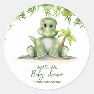 Dinosaur Baby Shower Classic Round Sticker