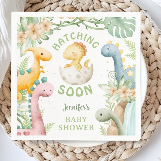Dinosaur Baby Shower Cute Dino Paper Napkin Serviette