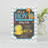Dinosaur Baby Shower Einladung Boy (Stehend Vorderseite)