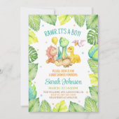 Dinosaur Baby Shower Einladung Boy (Vorderseite)