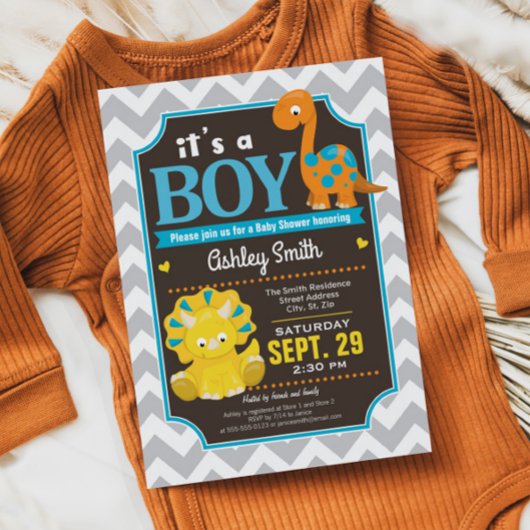 Dinosaur Baby Shower Einladung Boy