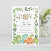 Dinosaur-Baby-Shower-Einladung Einladung (Stehend Vorderseite)