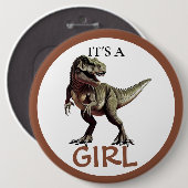 Dinosaur Baby Shower Girl Button (Vorne & Hinten)