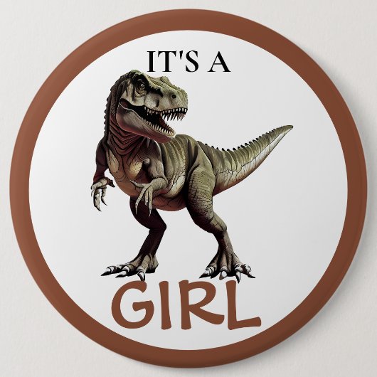 Dinosaur Baby Shower Girl Button (Vorderseite)