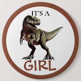 Dinosaur Baby Shower Girl Button