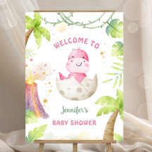 Dinosaur Baby Shower Girl Dino Welcome Sign