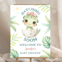 Dinosaur Baby Shower Girl Hatching Soon Welcome