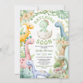 Dinosaur Baby Shower Green Dino Gender Neutral Einladung (Vorderseite)