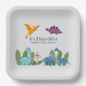 Dinosaur-Baby-Shower-Papierplatte Pappteller (Vorderseite)