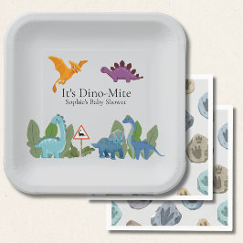 Dinosaur-Baby-Shower-Papierplatte Pappteller