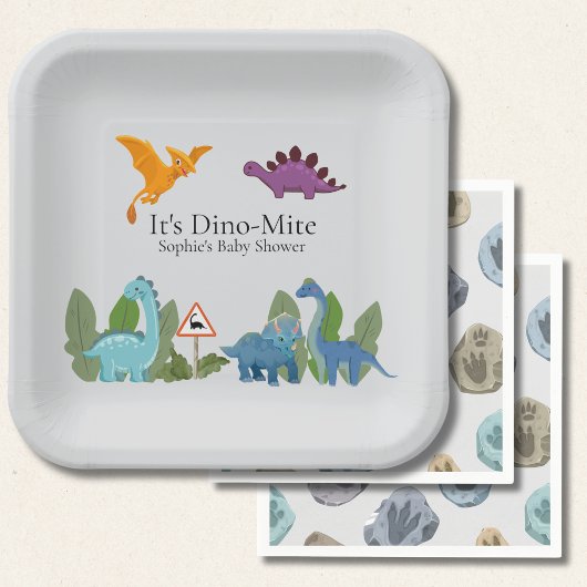 Dinosaur-Baby-Shower-Papierplatte Pappteller