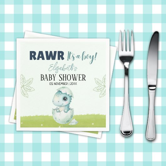 Dinosaur Baby Shower Party Napkins for Boy Serviette