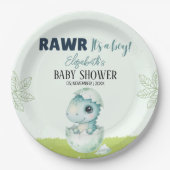 Dinosaur Baby Shower Party Plates for Boy Pappteller (Vorderseite)