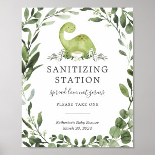Dinosaur Baby Shower Sanitizing Station Schild
