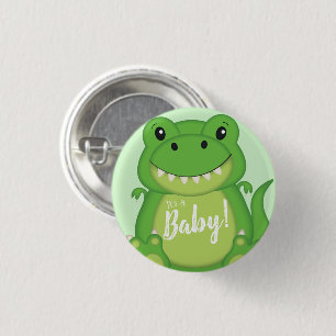 Dinosaur Baby Shower T-Rex Button