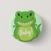 Dinosaur Baby Shower T-Rex Button (Vorderseite)