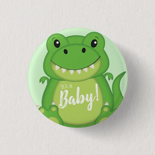 Dinosaur Baby Shower T-Rex Button (Vorderseite)
