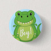 Dinosaur Baby Shower T-Rex Button (Vorderseite)