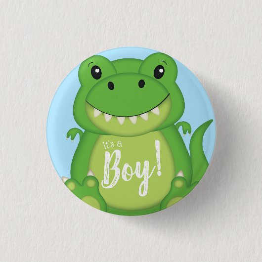 Dinosaur Baby Shower T-Rex Button (Vorderseite)