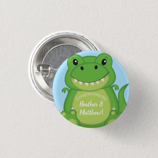 Dinosaur Baby Shower T-Rex Button (Vorne & Hinten)