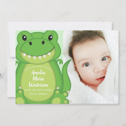 Dinosaur Baby Shower T-Rex Einladung (Vorderseite)