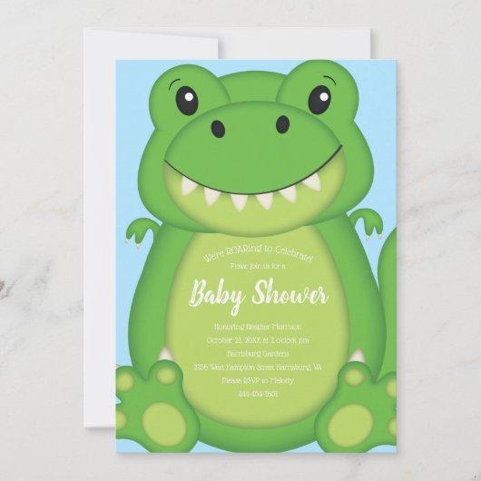 Dinosaur Baby Shower T-Rex Einladung (Vorderseite)