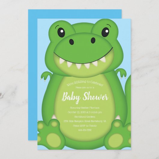 Dinosaur Baby Shower T-Rex Einladung (Vorne/Hinten)