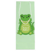 Dinosaur Baby Shower T-Rex Geschenktüte Für Weinflaschen (Rückseite)