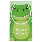 Dinosaur Baby Shower T-Rex Kleine Geschenktüte (Rückseite)