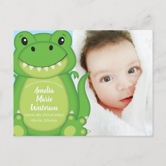 Dinosaur Baby Shower T-Rex Postkarte (Vorderseite)