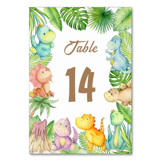 Dinosaur Baby Tischnummer (Vorderseite)