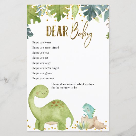Dinosaur Baby wünscht sich Baby Showgame Cards (Vorderseite)