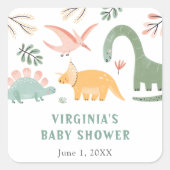 Dinosaur Babyaufkleber Quadratischer Aufkleber (Vorderseite)