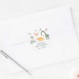 Dinosaur Babyaufkleber Quadratischer Aufkleber