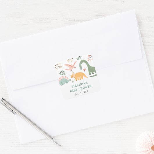 Dinosaur Babyaufkleber Quadratischer Aufkleber