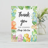 Dinosaur Babydusche Danke Karte (Stehend Vorderseite)