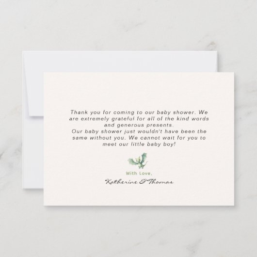 Dinosaur Babydusche Danke Karte (Rückseite)